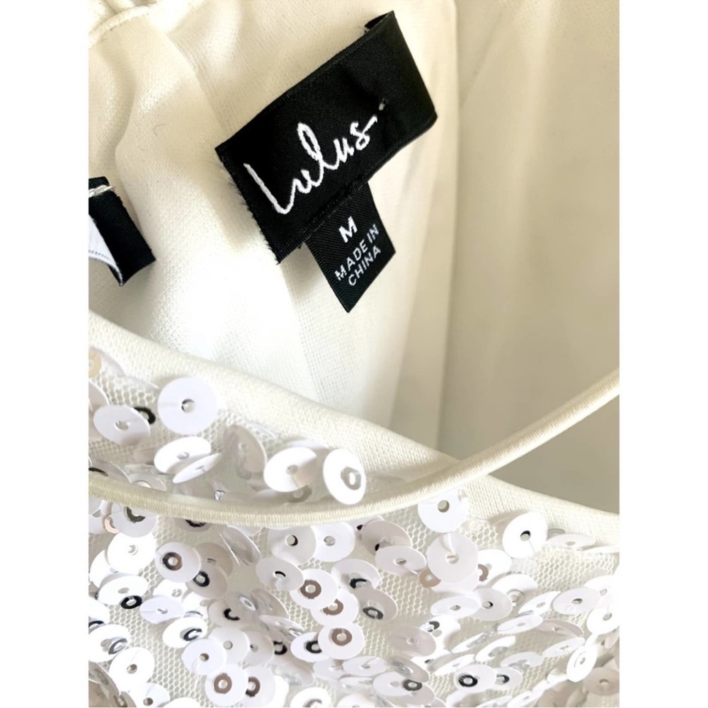 Lulu's White Backless Sequin Mini Dress M - Picture 3 of 4